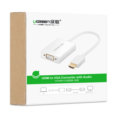 Bộ chuyển tín hiệu HDMI sang VGA kèm theo âm thanh dài 15CM UGREEN MM102 40212 - Hàng Chính Hãng