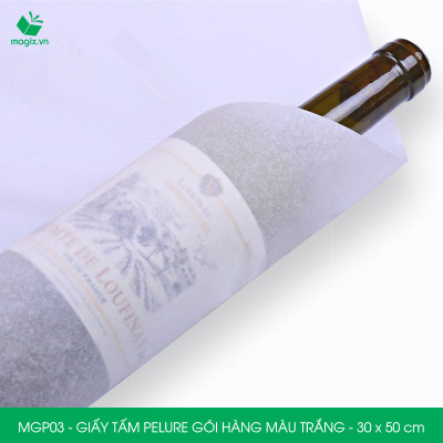 MGP03 - 30x50 cm - 100 tấm giấy Pelure trắng gói hàng, giấy chống ẩm 2 mặt mịn, giấy bọc hàng thời trang