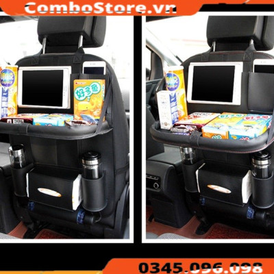 Túi treo đồ sau ghế ô tô da cao cấp có bàn - Túi để đồ lưng ghế xe hơi da cao cấp có bàn