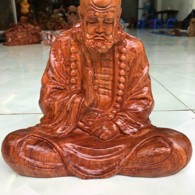 Tượng đạt ma sư tổ bằng gỗ hương đá kt 15×14×8cm