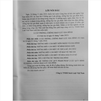 Sách Luật Phòng Chống Bạo Lực Gia Đình 2022 (Có hiệu lực từ ngày 01 tháng 07 năm 2023) - V2231T