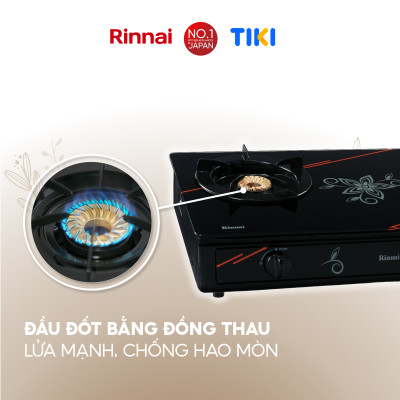 Bếp gas dương Rinnai RV-3715GL(FM) mặt bếp kính và kiềng bếp men - Hàng chính hãng.