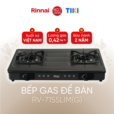 Bếp gas dương Rinnai RV-715Slim(G) mặt bếp men và kiềng bếp men - Hàng chính hãng.