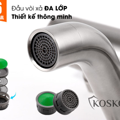 Sen cây tắm đứng nóng lạnh inox 304 KOSKO (BH 24 THÁNG), sen tắm nóng lạnh tròn T