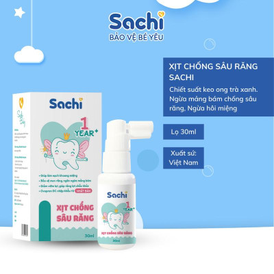 Combo 1 Gạc răng miệng cho bé 30 gói và 1 xịt chống sâu răng an toàn 30ml Sachi - Tặng 1 Xịt chống muỗi Sachi