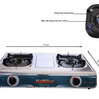 BẾP GAS ĐÔI NA-703ASM NAMILUX MẶT BẾP INOX - HÀNG CHÍNH HÃNG ( KÍCH THƯỚC: 710x400X150mm )