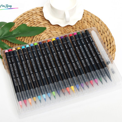 Bộ 20 bút lông màu nước cao cấp Water Color Brush Pen - Tặng 1 cọ Water Brush - Màu nước, màu vẽ, bút lông cao cấp Chính Hãng VinBuy