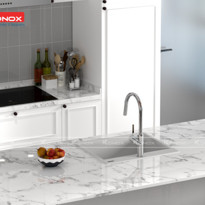 Vòi rửa bát kéo dây Konox, Model Ponte Grey, 4 phiên bản màu, Bề mặt mạ PVD 5 lớp cao cấp, Lõi đồng tiêu chuẩn CW617N, Linh kiện phụ trợ dòng chảy nhập khẩu châu Âu, Bảo hành chính hãng 5 năm, Hàng chính hãng