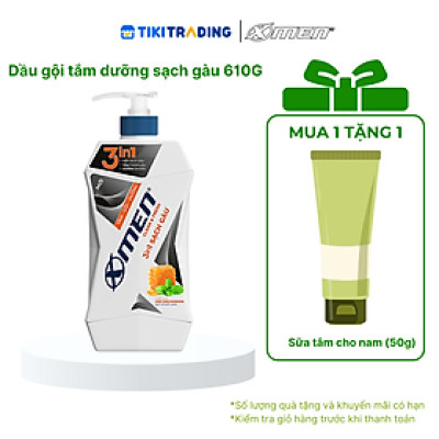 Tắm Gội Dưỡng Xmen Clean & Fresh 3in1 Sạch Gàu Chai 610g