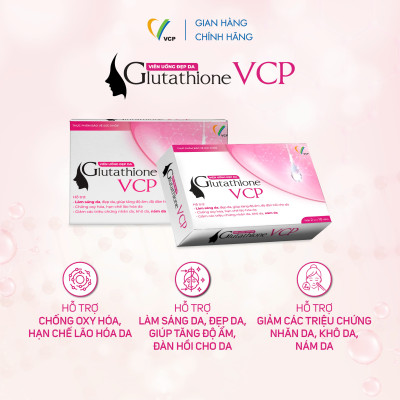 [Combo 2 hộp] TPBVSK Viên uống đẹp da Glutathione VCP - Hỗ trợ làm sáng da, giảm các triệu chứng nhăn da, khô da, nám da - Hộp 20 viên