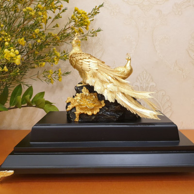 Tượng Đôi Chim Công Dát Vàng 24K (M02) MT Gold Art- Hàng chính hãng, trang trí nhà cửa, quà tặng dành cho sếp, đối tác, khách hàng.