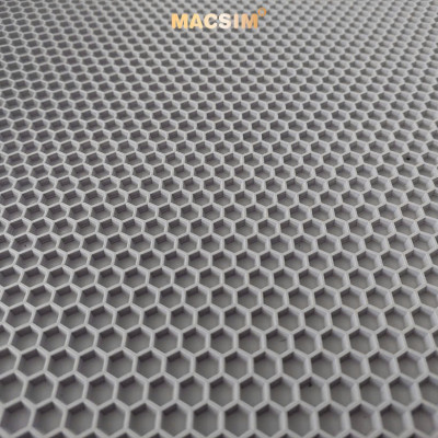 Thảm 2 lớp (sd3) dạng lưới lục giác cho Honda CRV 2017-2022 bề mặt cao su siêu sạch nhãn hiệu Macsim- màu ghi