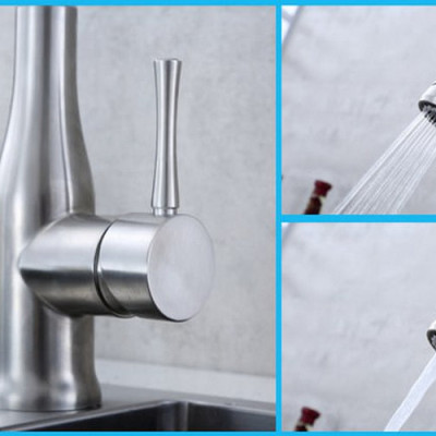 Vòi bếp nóng lạnh siêu cấp kiêm đầu xịt SUS304 kiểu A + 2 dây cấp - ITALIA 