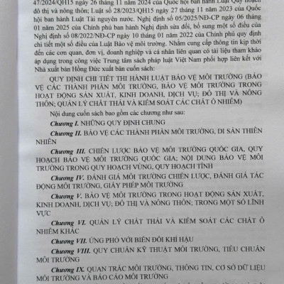 Sách Quy Định Chi Tiết Thi Hành Luật Bảo Vệ Môi Trường – Quản Lý Chất Thải và Kiểm Soát Các Chất Ô Nhiễm - V2560T