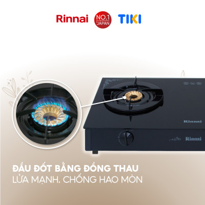 Bếp gas dương Rinnai RV-7Double Glass(A) mặt bếp kính và kiềng bếp men - Hàng chính hãng.