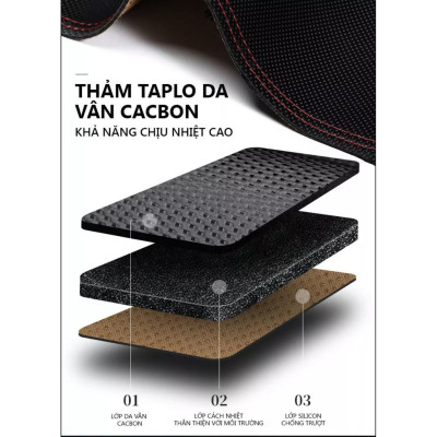 Thảm Taplo ô tô Vinfast Fadil Da Vân Carbon Cao cấp - Hàng chuẩn loại 1- Giá tận xưởng