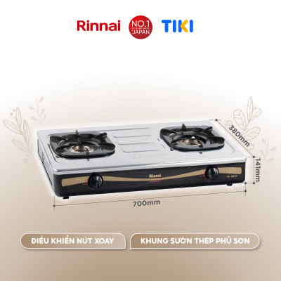 Bếp gas dương Rinnai RI-602Di mặt bếp inox và kiềng bếp men - Hàng chính hãng.