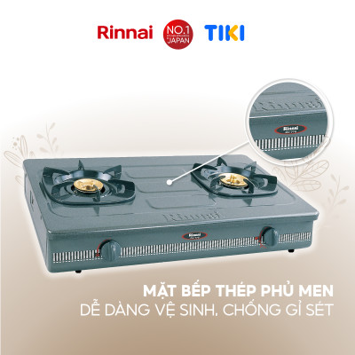 Bếp gas dương Rinnai RV-770(G) mặt bếp men và kiềng bếp men - Hàng chính hãng.