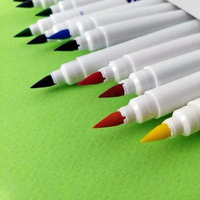 Hộp 12 Bút Lông Màu Rửa Được Brush Tip Fibre Pens 4.0 mm - Primo 618BT12