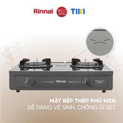 Bếp gas dương Rinnai RV-MC26BE mặt bếp men và kiềng bếp men - Hàng chính hãng.