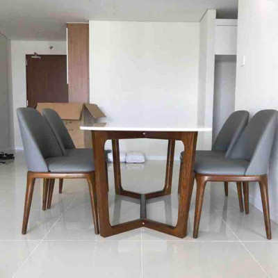 Bộ bàn ăn Concord mặt đá pandora kèm 4 ghế grace