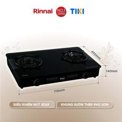 Bếp gas dương Rinnai RV-715Slim(GL-D) mặt bếp kính và kiềng bếp men - Hàng chính hãng.