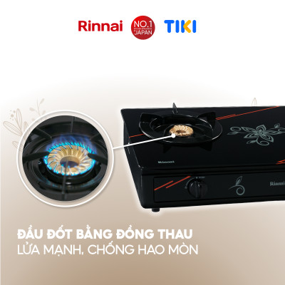 Bếp gas dương Rinnai RV-3615GL(FM) mặt bếp kính và kiềng bếp men - Hàng chính hãng.