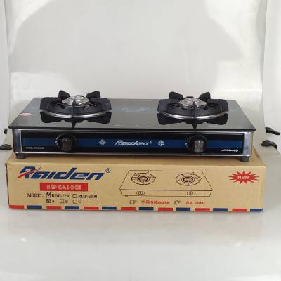 Bếp ga đôi kiếng cường lực Raiden RDB2250A, kiềng gang chống oxj hóa, kính 7ly, Hàng chính hãng