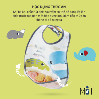 YẾM ĂN EM BÉ KHÔNG THẤM NƯỚC HÌNH THÚ VUI NHỘN CÓ KHAY HỨNG - KU2253