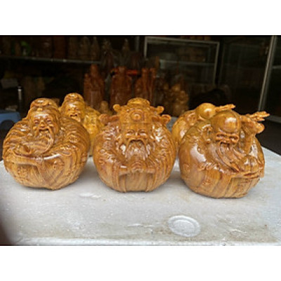 Bộ tam đa trứng phúc lộc thọ bằng gỗ huyết long đẹp long lanh kt 10×10×9cm