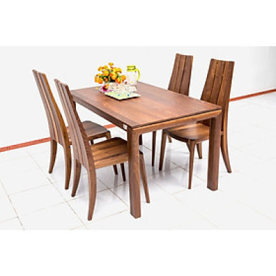 Bộ bàn ăn gỗ walnut Nội Thất Nhà Bên NAN  12 140 x 85 x 75cm (Nâu)