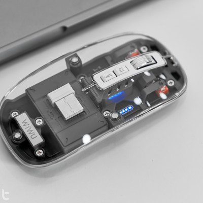 Chuột Không Dây bluetooth 5.1 hiệu WiWU Crystal WM105 - Sạc USB C, Chuột không dây cho MacBook/Laptop, cho iPhone, cho iPad, Nhẹ, Kết Nối 2.4G,, Không Độ Trễ, silend mode (im lặng), thiết kế trong suốt lợ cơ - Hàng nhập khẩu