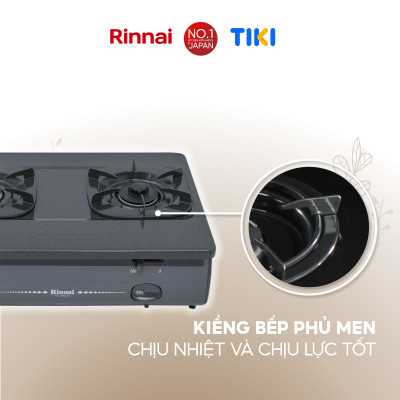 Bếp gas dương Rinnai RV-4680(G) mặt bếp men và kiềng bếp men - Hàng chính hãng.