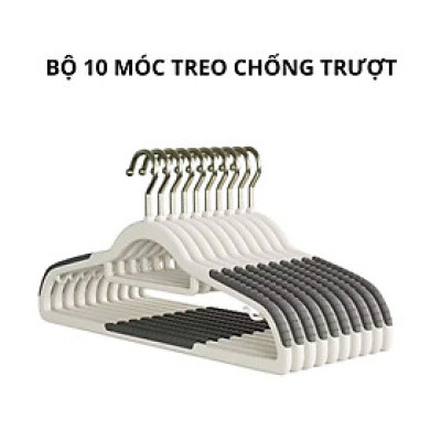 Set 10 móc treo quần áo chống trượt xoay 360, móc áo nhựa dẻo ABS chịu lực tốt