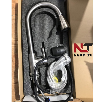 COMBO CHẬU RỬA BÁT, RỬA CHÉN ĐÚC SUS 304 VÀ VÒI RỬA BÁT nóng lạnh dây rút SUS 304