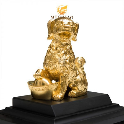 Tượng Hoàng Kim Tuất Dát Vàng 24K (tượng chú chó 20x17x24cm) MT Gold Art- Hàng chính hãng, trang trí nhà cửa, phòng làm việc, quà tặng sếp, đối tác, khách hàng, tân gia, khai trương 