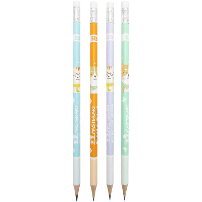 Hộp 12 Bút Chì Gỗ HB No.3 Cute Animal - Masterart - Shiba & Cat