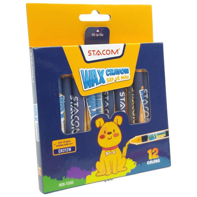 Hộp 12 Bút Sáp Màu Wax Crayon - Stacom CR212W