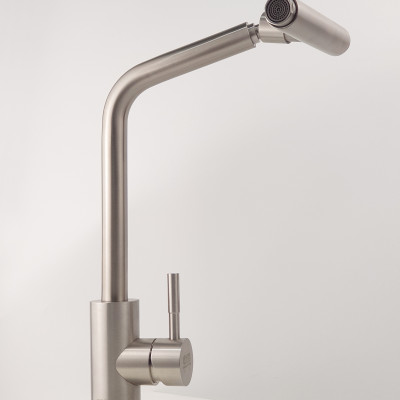 Vòi rửa chén nóng lạnh Inox SUS 304 nguyên khối đầu vòi xoay 360 độ Eurolife EL-T031 (Trắng vàng)