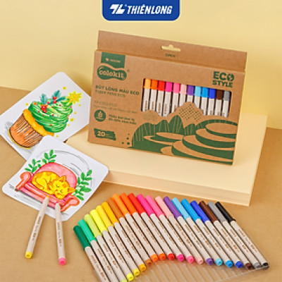 Bút lông 20 màu Fiber Pen Thiên Long Colokit ECO Style FP-C012/ECO - Chất liệu từ vỏ cám trấu