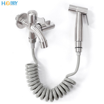 Bộ vòi xịt vệ sinh kèm vòi xả inox 304 dây lò xo Hobby Home Decor GXLX