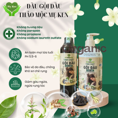Tinh Chất Gội Đầu Thảo Mộc MẸ KEN 500ml Kích thích mọc tóc, giảm gãy rụng, giảm gàu, giảm nấm ngứa - tặng kèm 1 khăn tắm