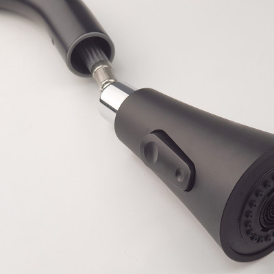 Vòi rửa chén nóng lạnh dây kéo Đồng mạ tĩnh nhiệt màu đen Eurolife EL-KM06 ( Đen)