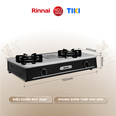 Bếp gas dương Rinnai RV-A271B(S) mặt bếp inox và kiềng bếp men - Hàng chính hãng.