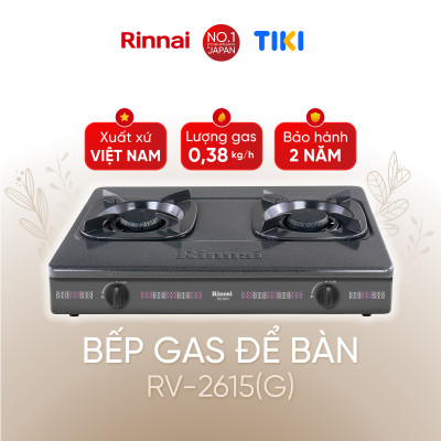 Bếp gas dương Rinnai RV-2615(G) mặt bếp men và kiềng bếp men - Hàng chính hãng.