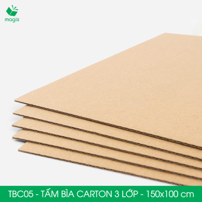 TBC05 - 150x100 cm - 5 tấm bìa carton 3 lớp nguyên tấm cứng cáp, bìa gói hàng, bìa mô hình