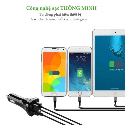 Ugreen UG40284CD124TK 29W màu Đen Bộ sạc ô tô 3 cổng USB - HÀNG CHÍNH HÃNG