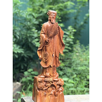 Tượng khổng minh (gia cát lượng ) Bằng gỗ hương đá kt cao 60×16×15cm