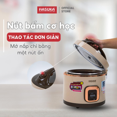 Nồi cơm điện HASUKA HSK-868 PLUS dung tích 1.8L, công suất 900W, lòng niêu dầy phủ chống dính ceramic, chống xước siêu bền - Hàng chính hãng