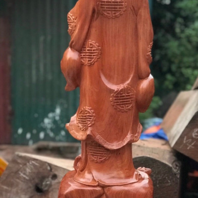 Tượng khổng minh (gia cát lượng) bằng gỗ hương đá liền khối cực đẹp kt cao 90×27×20cm